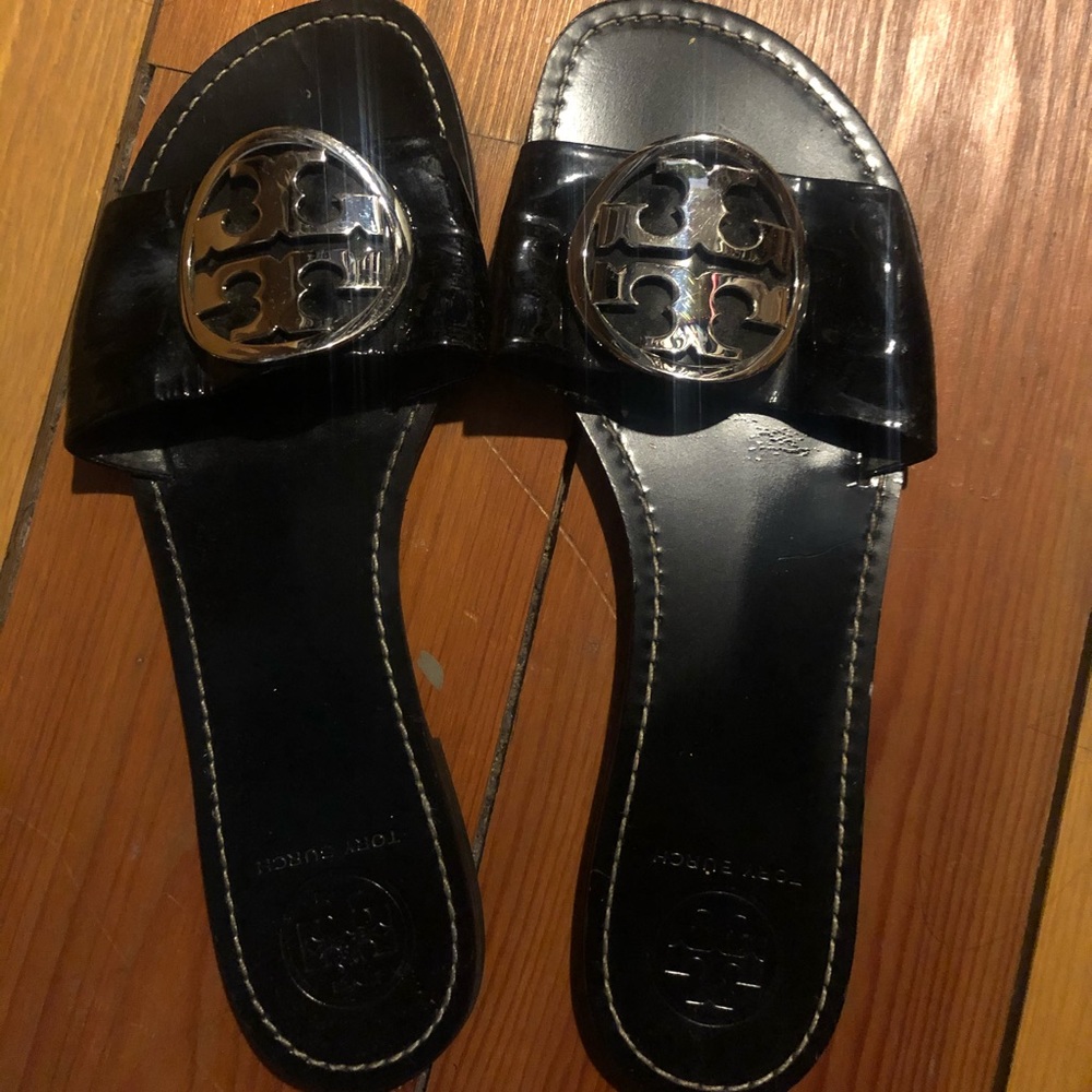 Tory Burch slides with silver logo